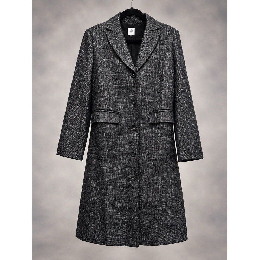 Cabi Silver Lining Long Coat Black Womens Size SP 100% Cotton